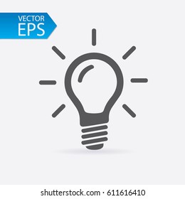 Bulb Icon Isolated On Light Background. Symbol Of Lighting, Electric. Idea Sign, Thinking Concept In Flat Style For Graphic Design, Web Site, UI. EPS