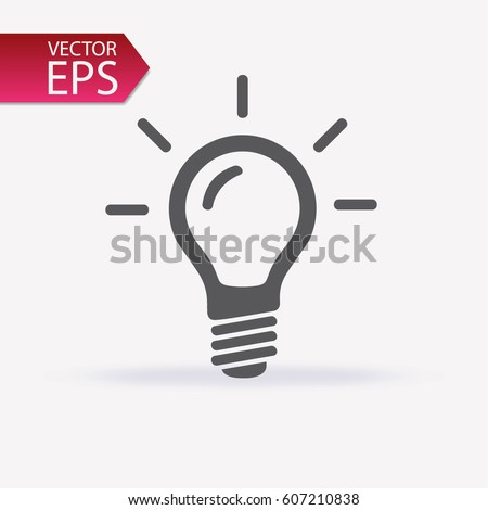 Bulb icon isolated on light background. Symbol of lighting, electric. Idea sign, thinking concept in flat style for graphic design, Web site, UI. EPS