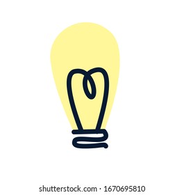 Icono de la bombilla aislado en fondo blanco. Ilustración vectorial plana. 