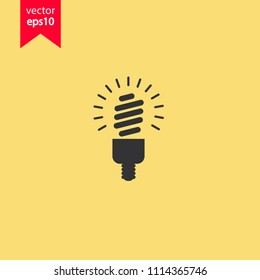 Bulb icon. Lamp vector icon. Idea icon. Yellow background. EPS 10 vector flat sign.
