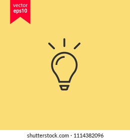 Bulb icon. Lamp vector icon. Idea icon. Yellow background. EPS 10 vector flat sign.