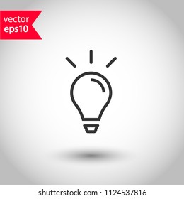 Bulb icon. Lamp vector icon. Idea icon. Light icon. Studio background. EPS 10 vector flat sign.