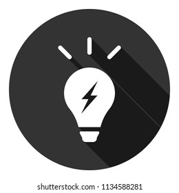 Bulb icon. Lamp vector icon. Idea icon. Light icon. Gray background with shadow. Vector flat sign.