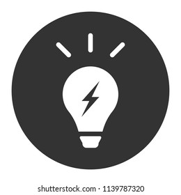 Bulb icon. Lamp vector icon. Idea icon. Light icon. Gray background. Vector flat sign.