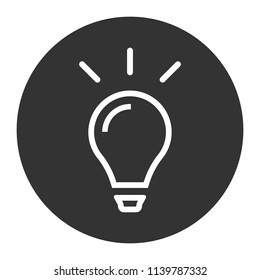 Bulb icon. Lamp vector icon. Idea icon. Light icon. Gray background. Vector flat sign.