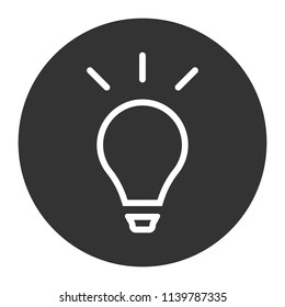 Bulb icon. Lamp vector icon. Idea icon. Light icon. Gray background. Vector flat sign.