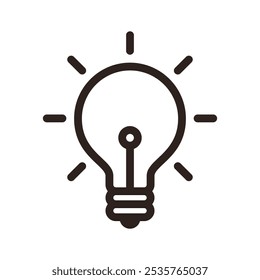 Icono de la bombilla, signo de la bombilla, símbolo de la lámpara, ideas y concepto de innovación aislado sobre fondo blanco