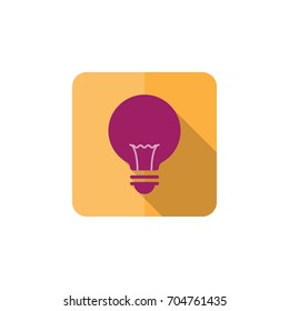 bulb icon long shadow in flat style