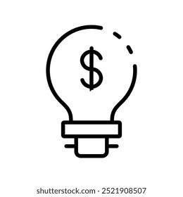 bulb icon. Outline style design isolated on white background