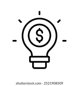 bulb icon. Outline style design isolated on white background