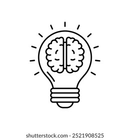 bulb icon. Outline style design isolated on white background