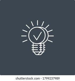 Bulb Icon. Bulb Related Vector Line Icon. Isolated on Black Background. Editable Stroke.