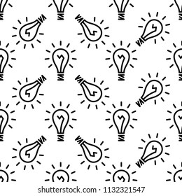 Bulb Icon Seamless Pattern Vector Art Illustration