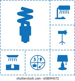 Bulb icon. set of 6 bulb filled icons such as hair removal, studio lapm, fluorescent lamp, marketing