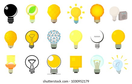 Bulb icon set. Cartoon set of bulb vector icons for web design isolated on white background