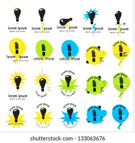 Bulb Icon - Set - Isolated On White Background - Vector Illustration, Graphic Design Editable For Your Design. Bulb Logo