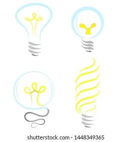 Bulb Icon Set Isolated on White Background.