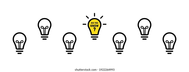 Bulb icon set. Lighting lamp. Did you now? Vector EPS 10. Isolated on white background