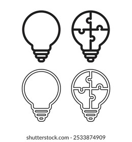 Bulb icon set silhouette vector image art illustration.
