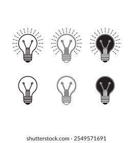 Bulb icon set silhouette vector art-filled and outline 