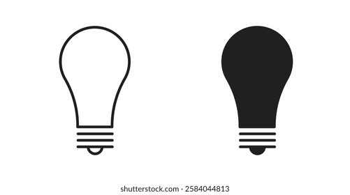 Bulb icon set in thin line. vector illustrations for web