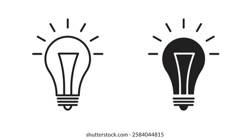Bulb icon set in thin line. vector illustrations for web