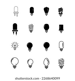 conjunto de iconos de bombilla, ilustración de bombilla vectorial en fondo blanco..eps