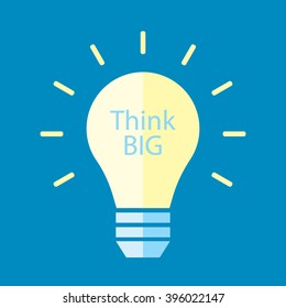 Bulb icon with Think Big word, vector format