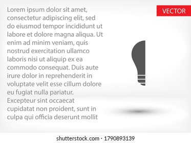 icono de la bombilla Vector Eps 10 Lorem Ipsum símbolo de lámpara de luz de diseño plano
