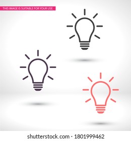 icono de la bombilla Vector Eps 10 Lorem Ipsum símbolo de lámpara de luz de diseño plano
