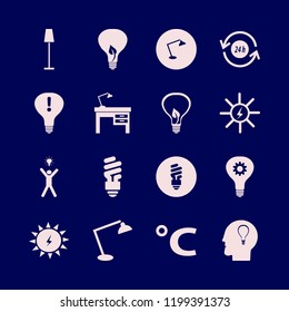 bulb icon. bulb vector icons set floor lamp, attention sign bulb, idea and solar energy