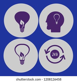 bulb icon. bulb vector icons set bulb leaf, recycle hours and bulb head