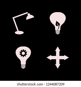 bulb icon. bulb vector icons set out arrows, idea, desk table lamp and bulb leaf