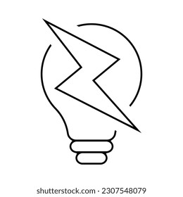 Vector de icono de la bombilla. Señal de ilustración ligera. Símbolo o logotipo de electricidad.