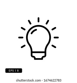Bulb Icon Vector - Line or Lineal