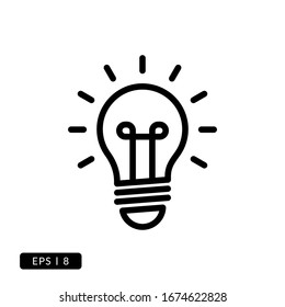 Bulb Icon Vector - Line or Lineal