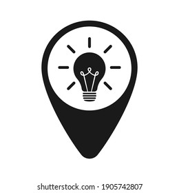 Bulb icon vector logo template. Map icon. Light bulb in trendy flat style.