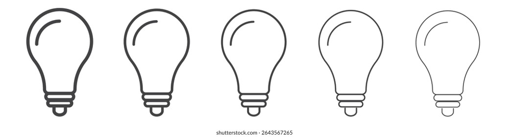 Bulb icon vector outline set illustration sign