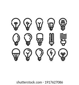 Bulb Icon Vector Set. Lamp Symbol Vector