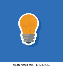 bulb icon with white outline.Conceptual vector illustration in flat style design.Isolated on background.