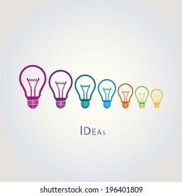 BULB ICONS WITH IDEA CONCEPT (SMALLEST TO BIGGEST IDEAS) illustration vector