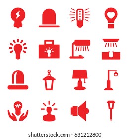 Bulb icons set. set of 16 bulb filled icons such as siren, hair removal, street lamp, lamp