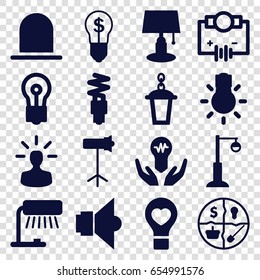 Bulb icons set. set of 16 bulb filled icons such as siren, street lamp, studio lapm, fluorescent lamp, marketing