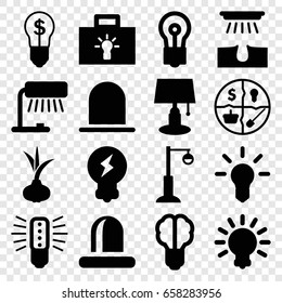 Bulb icons set. set of 16 bulb filled icons such as onion, siren, hair removal, street lamp, marketing