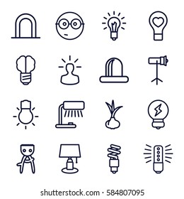 bulb icons set. Set of 16 bulb outline icons such as siren, onion, hair removal, studio lapm, fluorescent lamp, nerd emoji