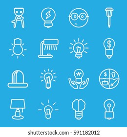 bulb icons set. Set of 16 bulb outline icons such as hair removal, street lamp, siren, nerd emoji, table lamp