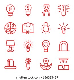 Bulb icons set. set of 16 bulb outline icons such as siren, hair removal, fluorescent lamp, electricity, table lamp
