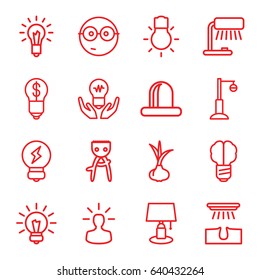 Bulb icons set. set of 16 bulb outline icons such as onion, hair removal, street lamp, siren, nerd emoji