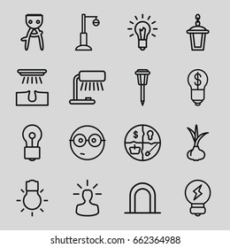 Bulb icons set. set of 16 bulb outline icons such as siren, onion, hair removal, street lamp, nerd emoji, table lamp