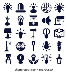 Bulb icons set. set of 25 bulb filled icons such as onion, hair removal, nerd emoji, street lamp, siren, studio lapm, fluorescent lamp, marketing